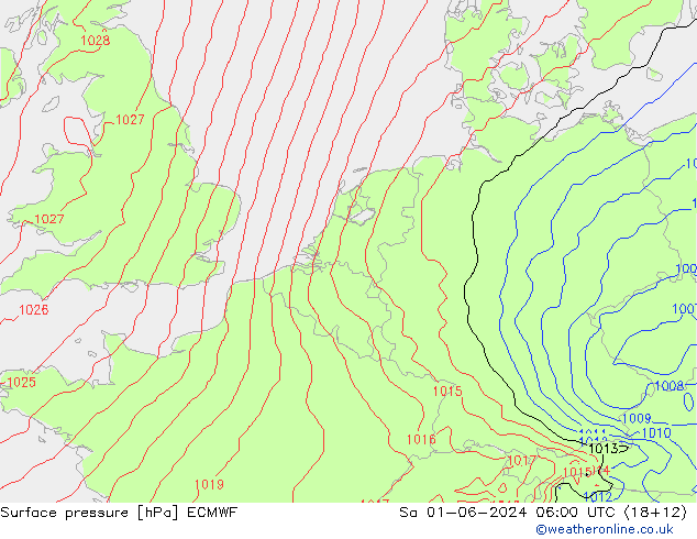 приземное давление ECMWF сб 01.06.2024 06 UTC