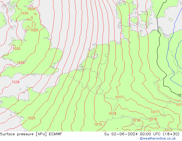 pressão do solo ECMWF Dom 02.06.2024 00 UTC