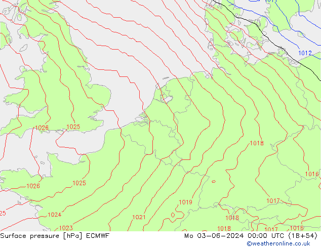 Luchtdruk (Grond) ECMWF ma 03.06.2024 00 UTC