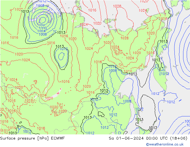 приземное давление ECMWF сб 01.06.2024 00 UTC