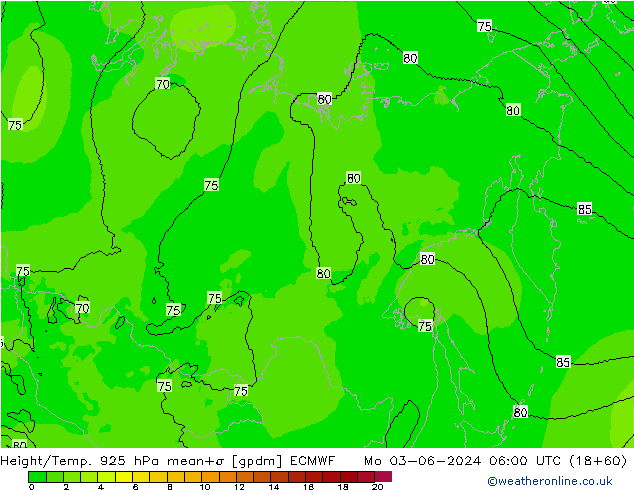 Height/Temp. 925 hPa ECMWF Po 03.06.2024 06 UTC