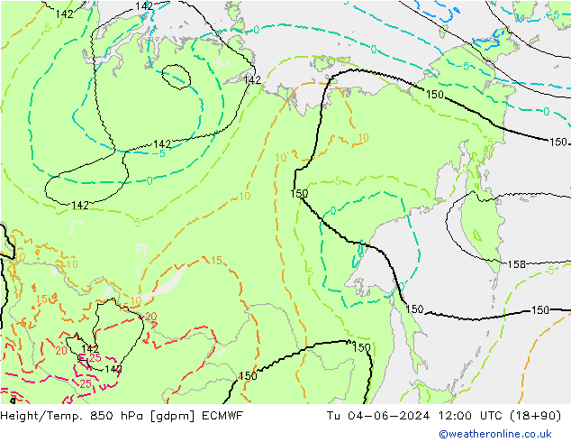 Géop./Temp. 850 hPa ECMWF mar 04.06.2024 12 UTC