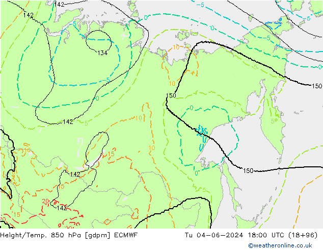 Yükseklik/Sıc. 850 hPa ECMWF Sa 04.06.2024 18 UTC