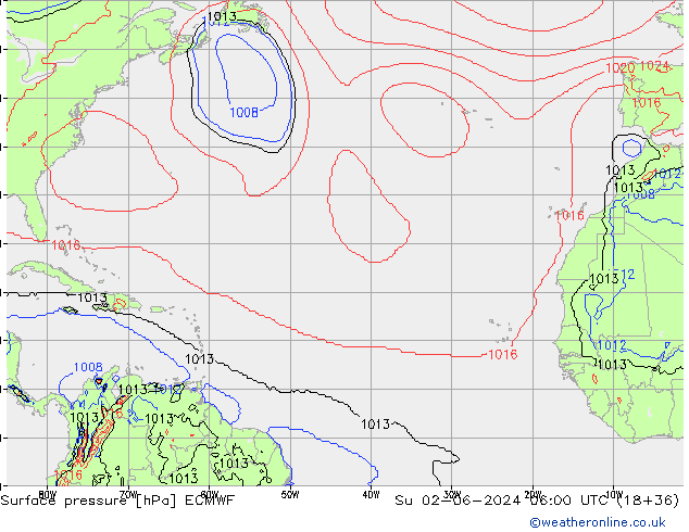 Bodendruck ECMWF So 02.06.2024 06 UTC