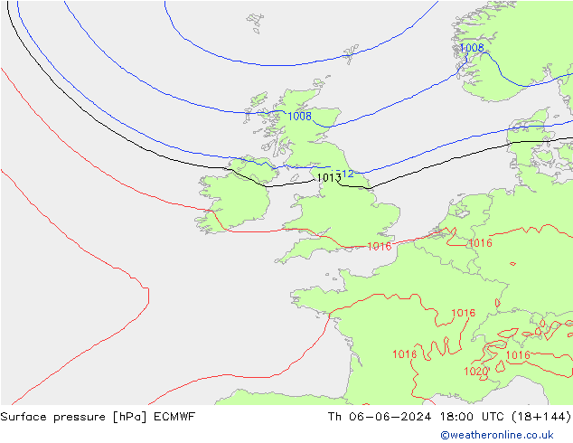 pressão do solo ECMWF Qui 06.06.2024 18 UTC