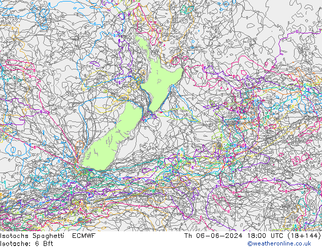Isotachs Spaghetti ECMWF Čt 06.06.2024 18 UTC