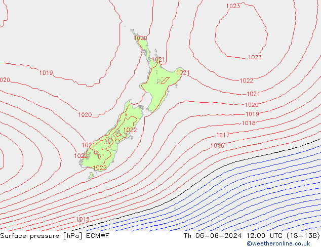 Atmosférický tlak ECMWF Čt 06.06.2024 12 UTC