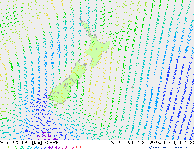 Vent 925 hPa ECMWF mer 05.06.2024 00 UTC