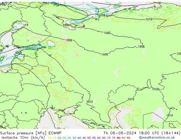 Eşrüzgar Hızları (km/sa) ECMWF Per 06.06.2024 18 UTC