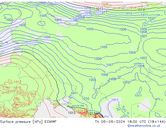 Luchtdruk (Grond) ECMWF do 06.06.2024 18 UTC