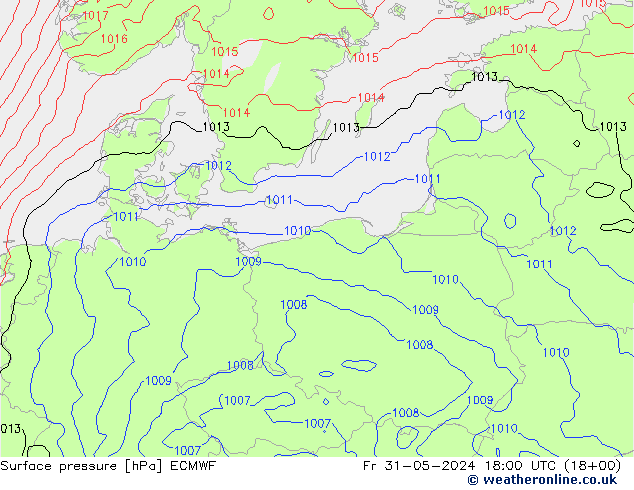 Atmosférický tlak ECMWF Pá 31.05.2024 18 UTC