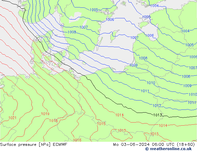 Luchtdruk (Grond) ECMWF ma 03.06.2024 06 UTC