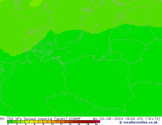 RH 700 гПа Spread ECMWF пн 03.06.2024 18 UTC