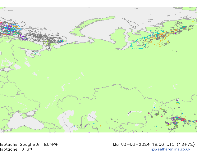 Isotachen Spaghetti ECMWF Mo 03.06.2024 18 UTC