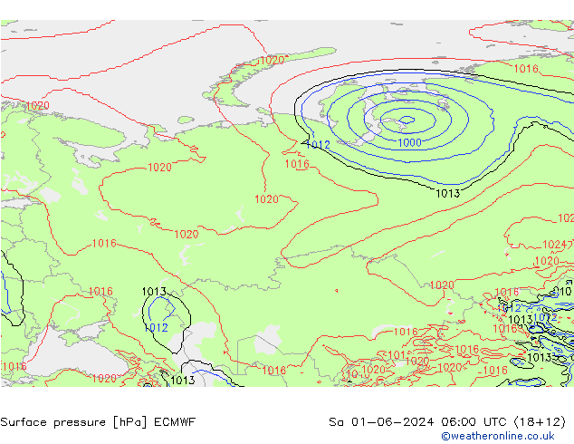 приземное давление ECMWF сб 01.06.2024 06 UTC