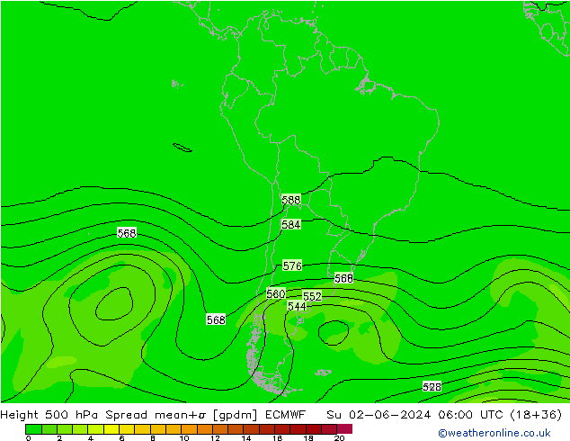 Height 500 hPa Spread ECMWF Dom 02.06.2024 06 UTC