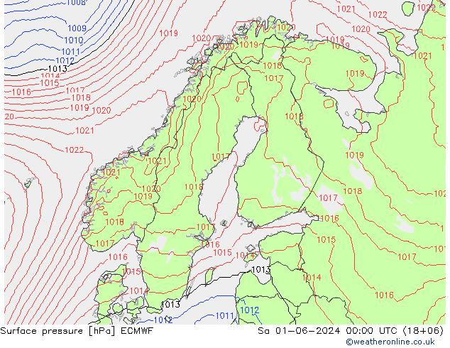 Surface pressure ECMWF Sa 01.06.2024 00 UTC