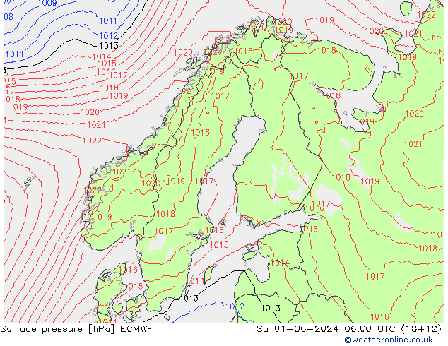 地面气压 ECMWF 星期六 01.06.2024 06 UTC