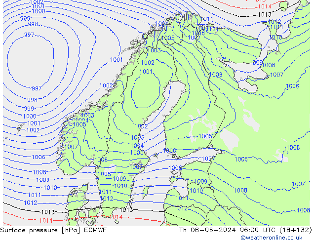 Surface pressure ECMWF Th 06.06.2024 06 UTC