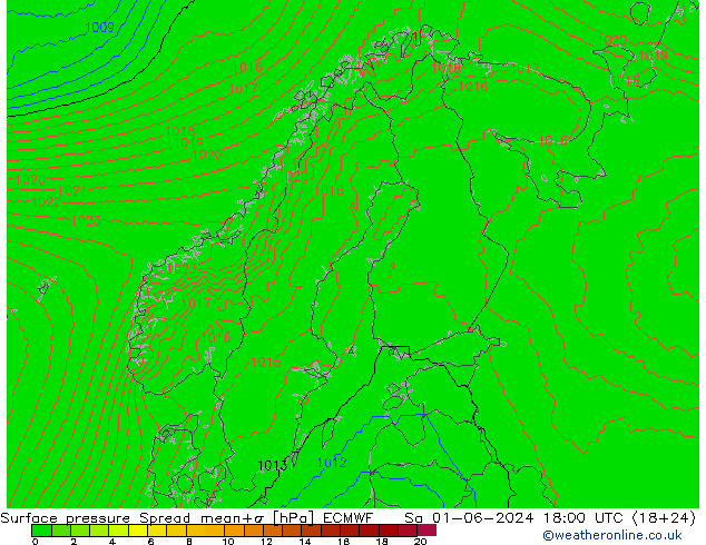 ciśnienie Spread ECMWF so. 01.06.2024 18 UTC