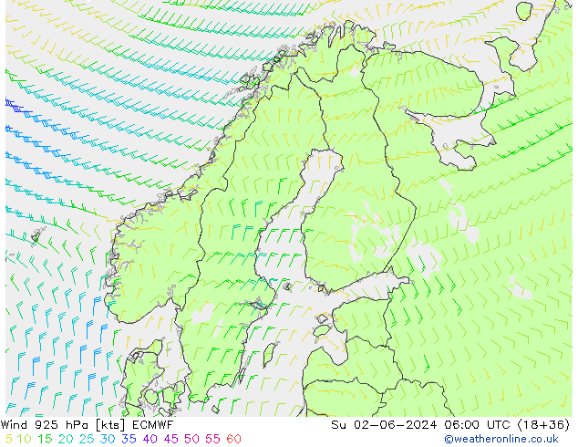 Wind 925 hPa ECMWF zo 02.06.2024 06 UTC