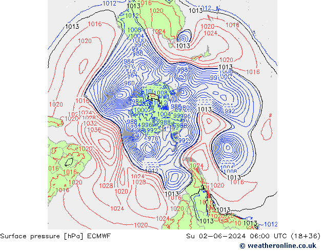 Surface pressure ECMWF Su 02.06.2024 06 UTC