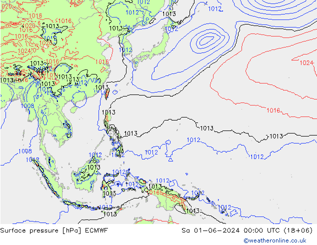 Atmosférický tlak ECMWF So 01.06.2024 00 UTC