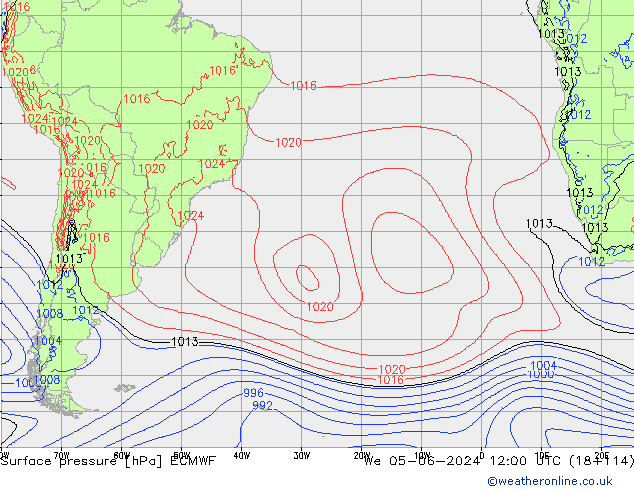 Pressione al suolo ECMWF mer 05.06.2024 12 UTC