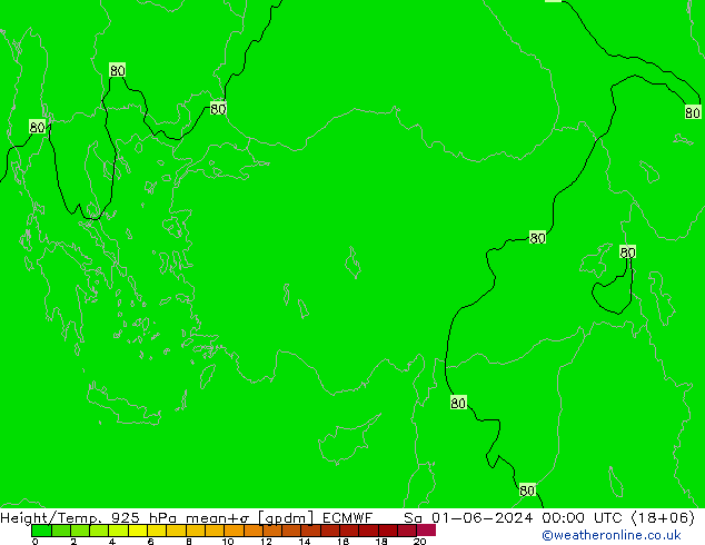 Height/Temp. 925 hPa ECMWF Sa 01.06.2024 00 UTC