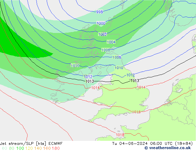 Straalstroom/SLP ECMWF di 04.06.2024 06 UTC