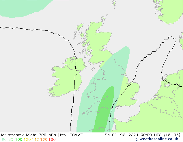 Jet stream/Height 300 hPa ECMWF Sa 01.06.2024 00 UTC