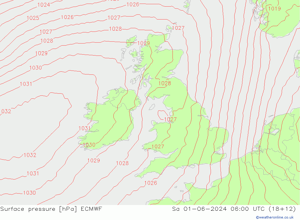 pressão do solo ECMWF Sáb 01.06.2024 06 UTC