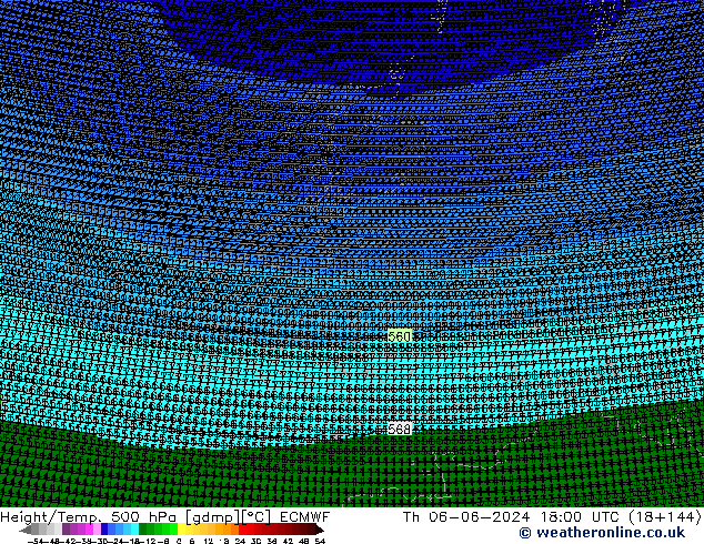 Height/Temp. 500 hPa ECMWF Th 06.06.2024 18 UTC