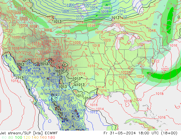 джет/приземное давление ECMWF пт 31.05.2024 18 UTC