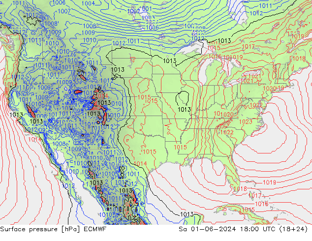 Atmosférický tlak ECMWF So 01.06.2024 18 UTC