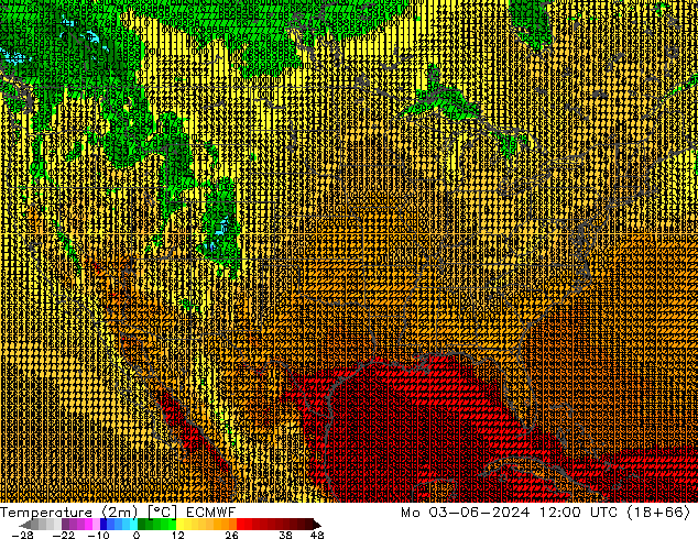 Temperature (2m) ECMWF Mo 03.06.2024 12 UTC