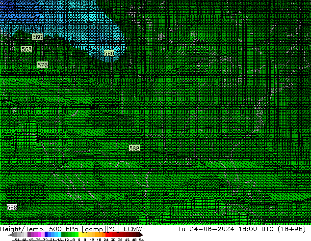 Hoogte/Temp. 500 hPa ECMWF di 04.06.2024 18 UTC