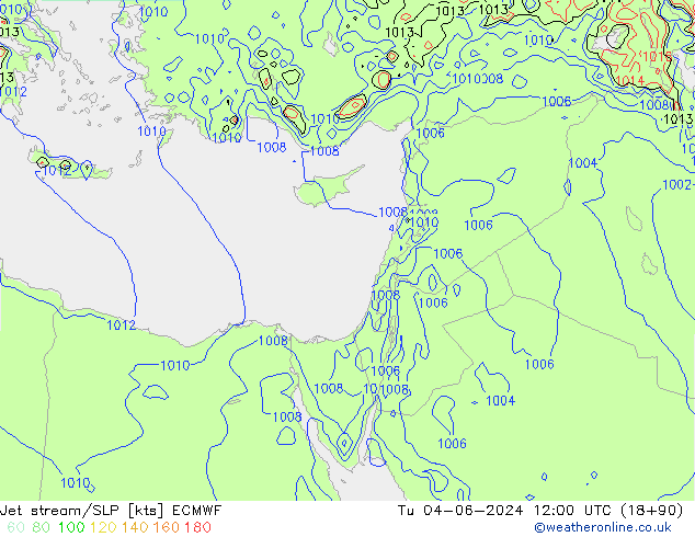 джет/приземное давление ECMWF вт 04.06.2024 12 UTC