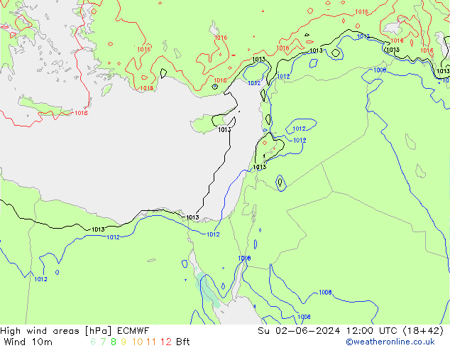 High wind areas ECMWF Su 02.06.2024 12 UTC