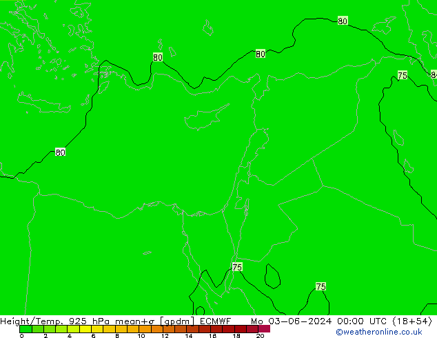 Height/Temp. 925 гПа ECMWF пн 03.06.2024 00 UTC