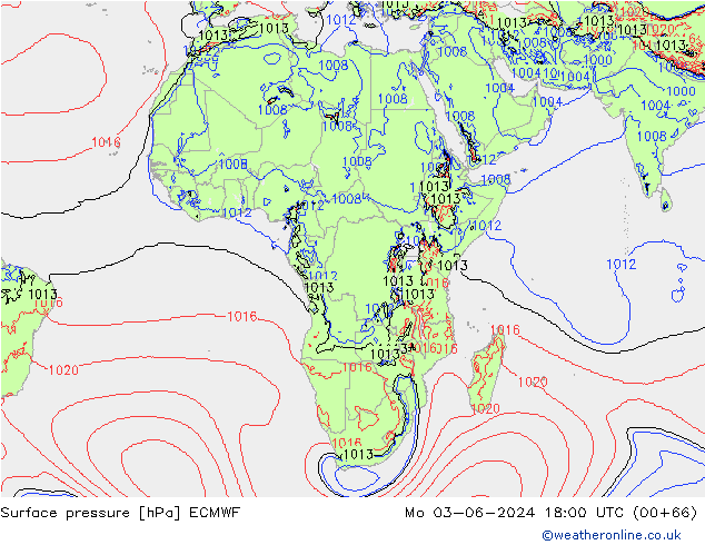 Pressione al suolo ECMWF lun 03.06.2024 18 UTC