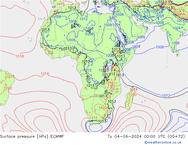 Atmosférický tlak ECMWF Út 04.06.2024 00 UTC