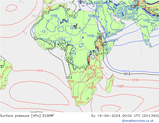 Yer basıncı ECMWF Paz 16.06.2024 00 UTC