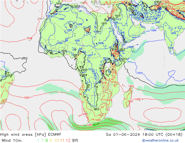 High wind areas ECMWF sam 01.06.2024 18 UTC
