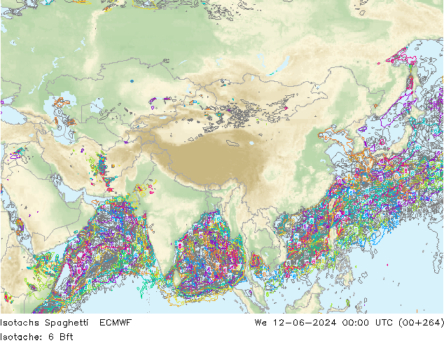 Isotachen Spaghetti ECMWF wo 12.06.2024 00 UTC