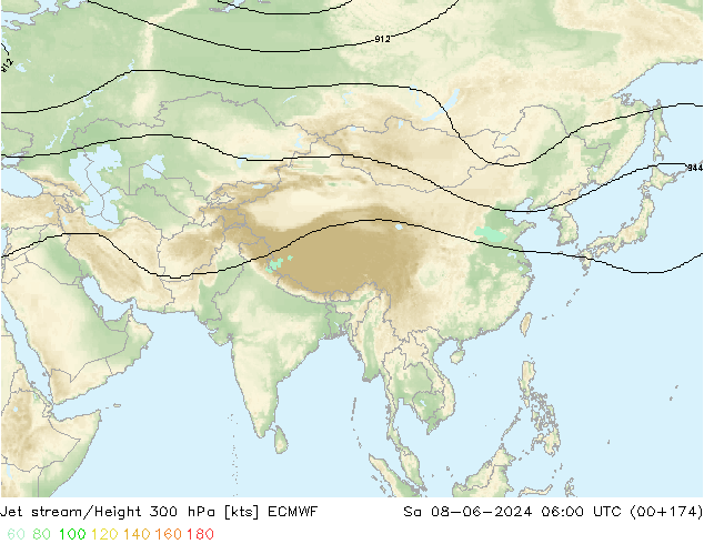 Straalstroom ECMWF za 08.06.2024 06 UTC