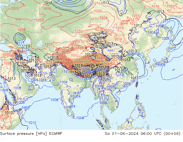 ciśnienie ECMWF so. 01.06.2024 06 UTC