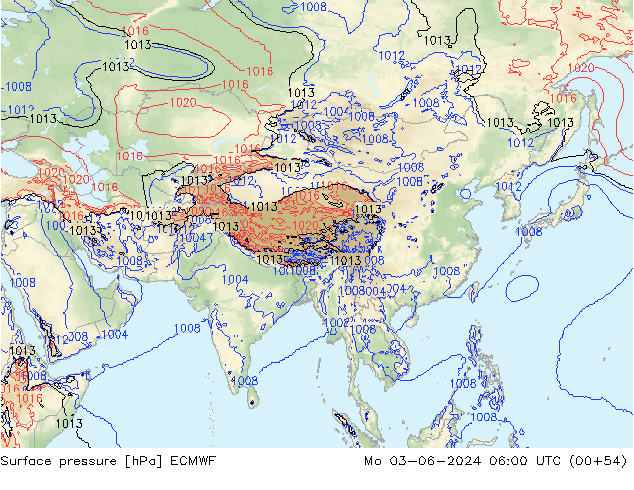 Pressione al suolo ECMWF lun 03.06.2024 06 UTC