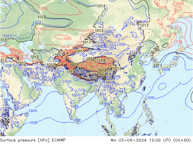 Surface pressure ECMWF Mo 03.06.2024 12 UTC