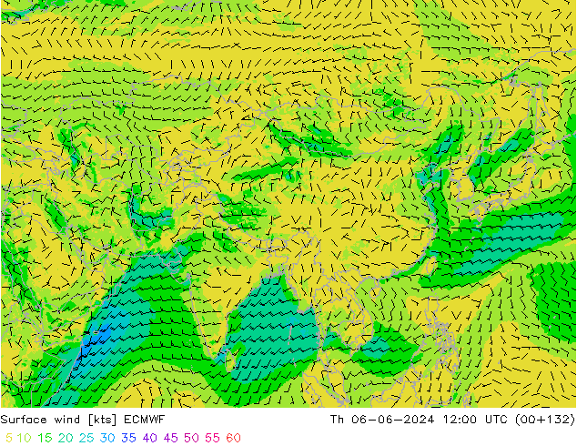 Rüzgar 10 m ECMWF Per 06.06.2024 12 UTC